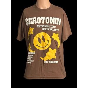 Pacsun Serotonin Men’s Large T-Shirt Smiley “The Chemical That Makes You Happy”